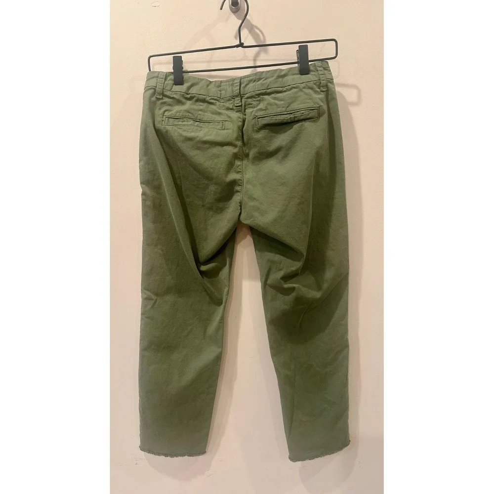 Frank & Eileen Wicklow Italian Chinos Sz 2 Green Twill Straight Leg Cropped $288